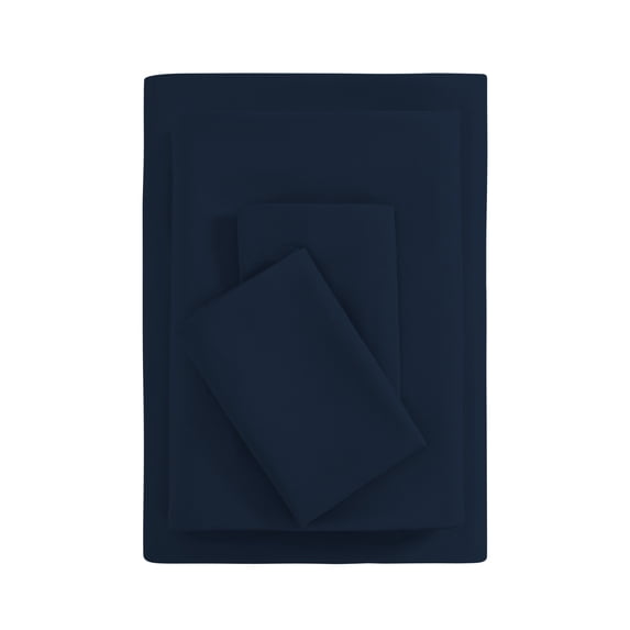 Mainstays Basic Value Microfiber Bed Sheet Set, Navy Blue, Queen, 4 Piece