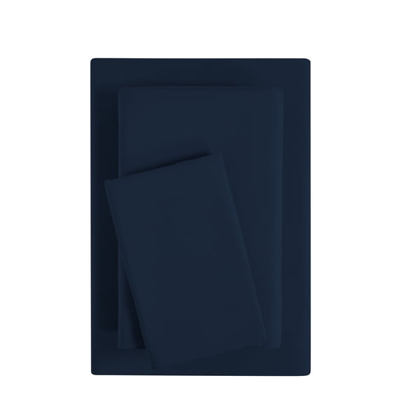 Mainstays Basic Value Microfiber Bed Sheet Set, Navy Blue, Twin, 3 Piece