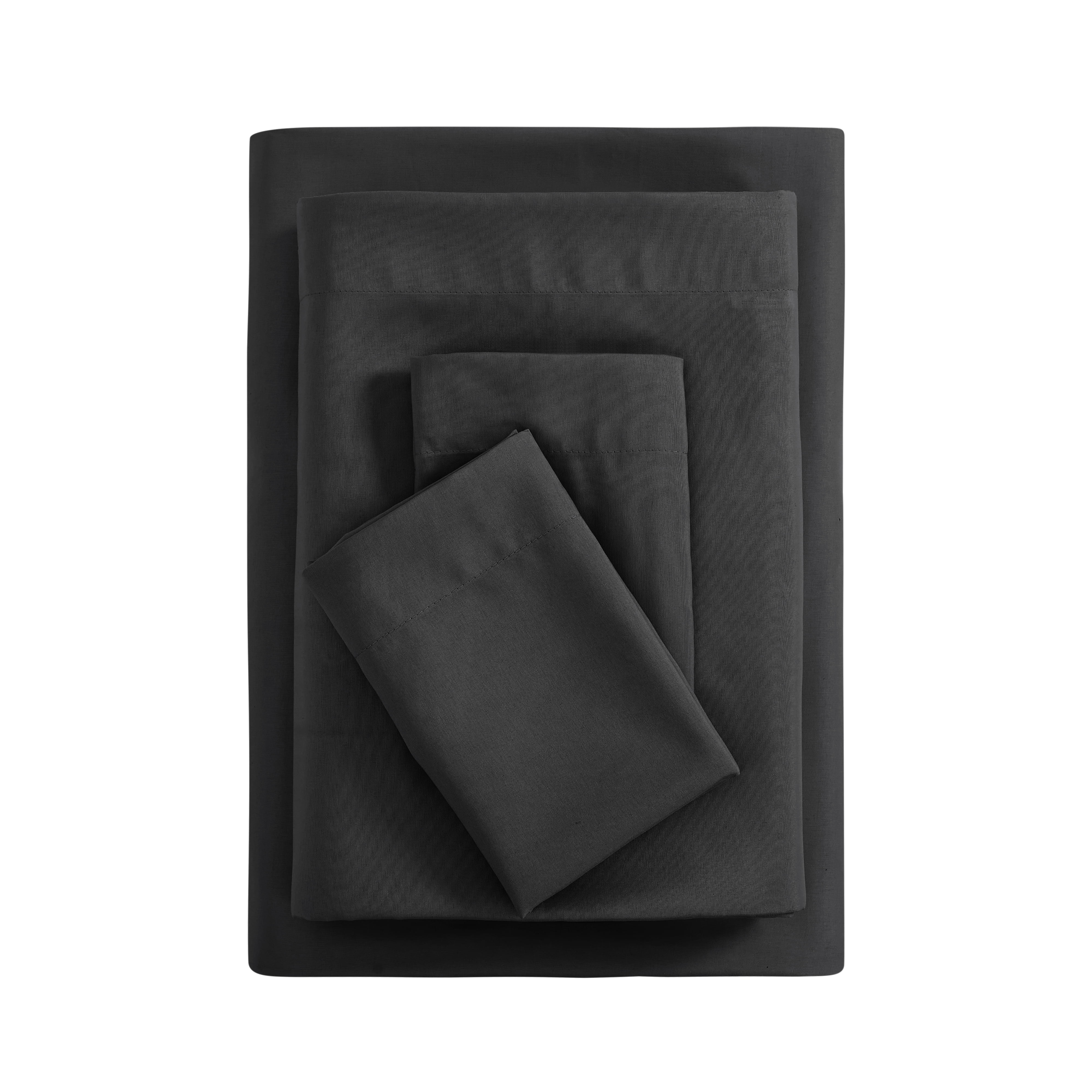 Mainstays Basic Value Microfiber Bed Sheet Set, Queen, Black, 4 Piece