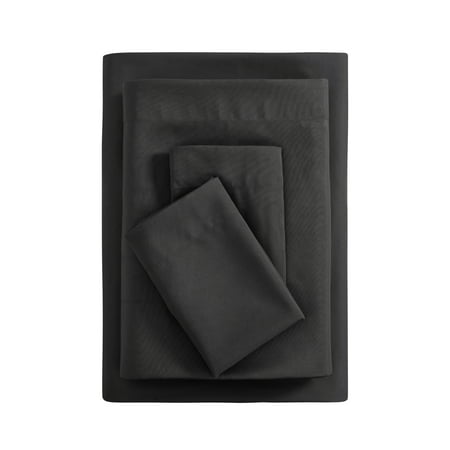 Mainstays Basic Value Microfiber Bed Sheet Set, Queen, Black, 4 Piece