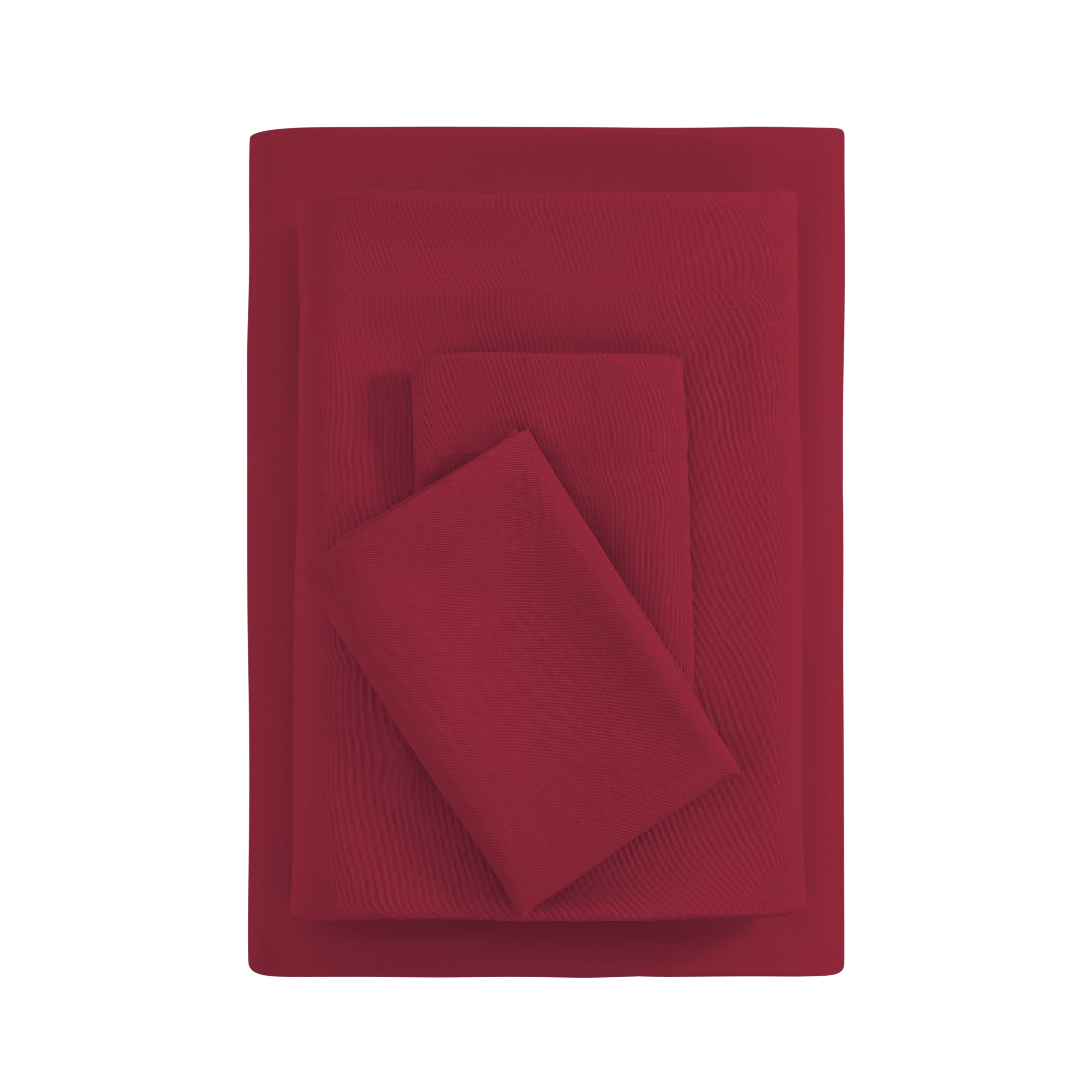 Mainstays Basic Value Microfiber Bed Sheet Set, Red Sedona, Full, 4 Piece