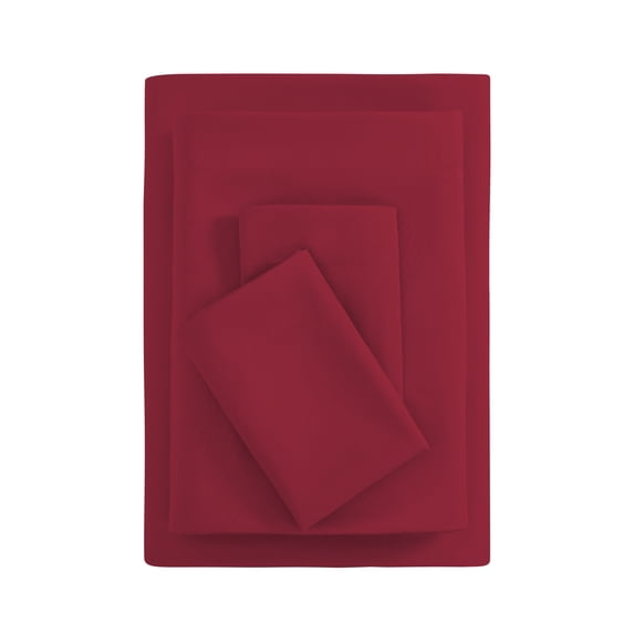 Mainstays Basic Value Microfiber Bed Sheet Set, Red Sedona, King, 4 Piece