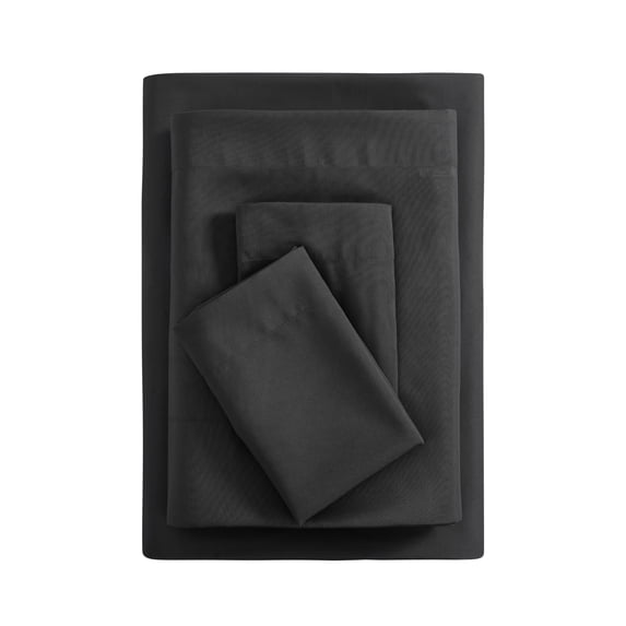 Mainstays Basic Value Microfiber Bed Sheet Set, Rich Black, King, 4 Piece