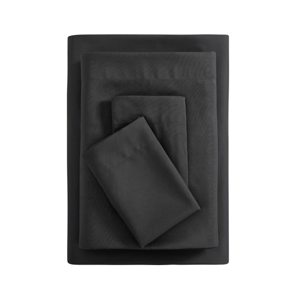 Mainstays Basic Value Microfiber Bed Sheet Set, Rich Black, King, 4 Piece