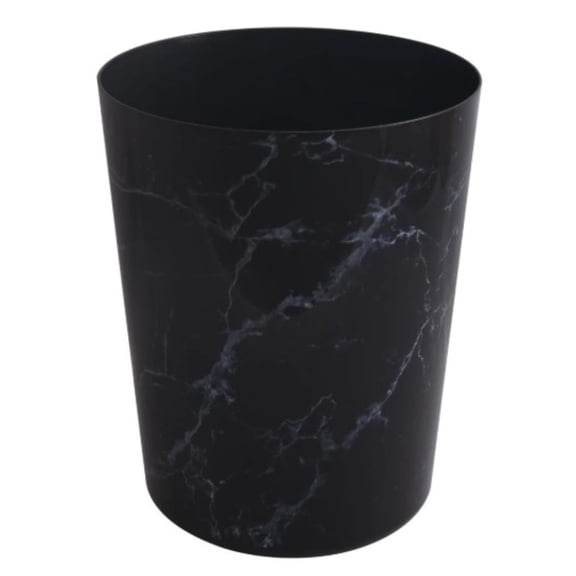 Mainstays Bathroom Trash Can, 5 Gallon Small Plastic Garbage Bin with No Lid, Black Marble