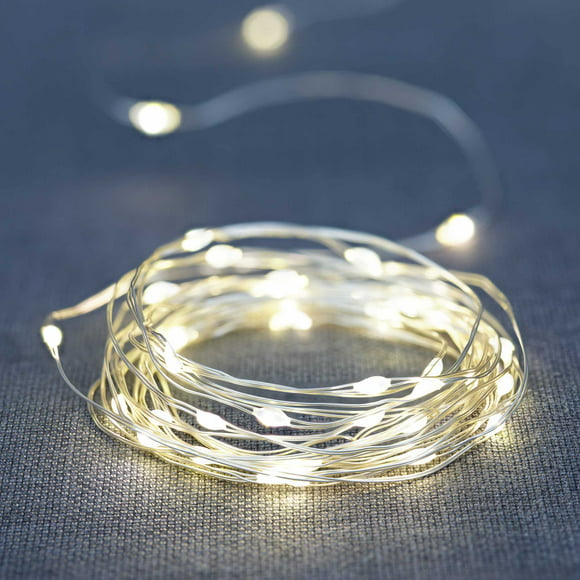 Mainstays Battery-Operated Indoor 50-Count LED Warm White Wire Lights, with 8 Lighting Modes