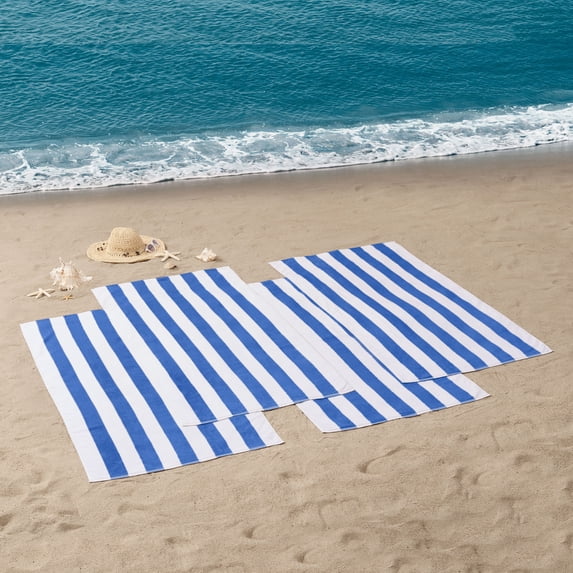 Mainstays Beach Collection Cabana Navy & White Striped Cotton-Blend Beach Towels (4 Count)