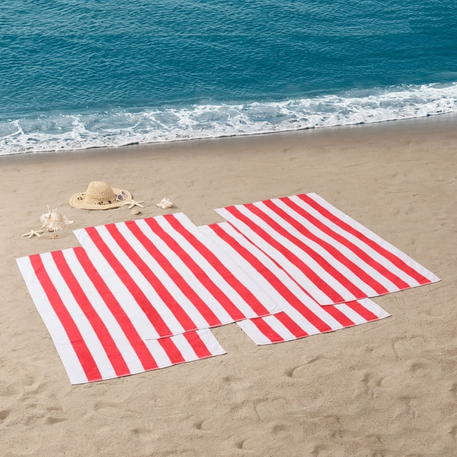 Mainstays Beach Collection Cabana Red & White Striped Cotton-Blend ...