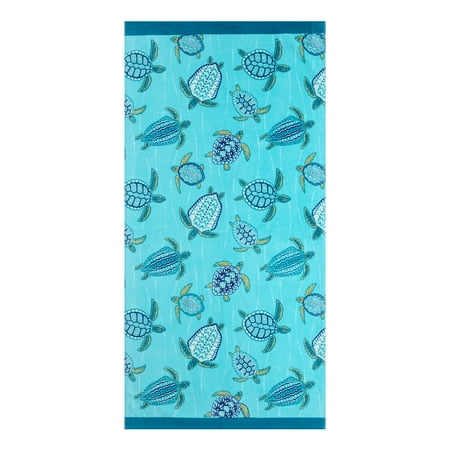 Mainstays Beach Collection Sea Turtles Cotton-Blend Beach Towel