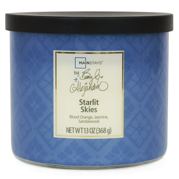 Mainstays by Becky G. & Alejandra 3-Wick Starlit Skies Candle, Blue Tile, 13 oz