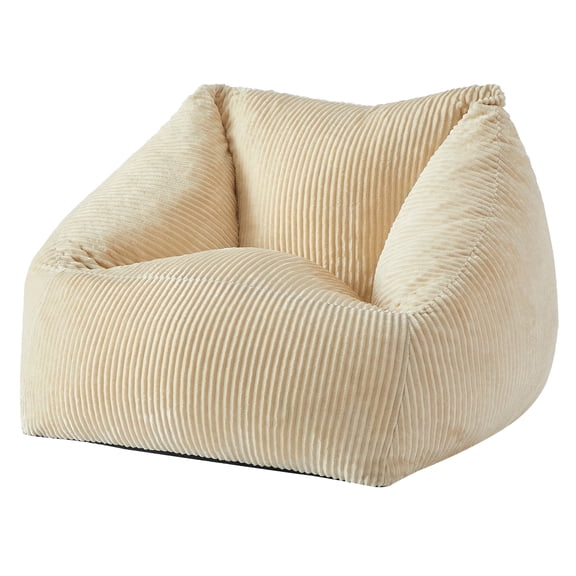 Mainstays Becky G Ribbed Plush Compressed Foam Chair, Payrus Beige for Teens and Adults