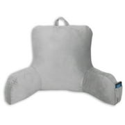 Mainstays Bed Rest Pillow, Gray, Faux Mink Fabric with Polyester Filling, Soft Silver with Pocket, 1 Count