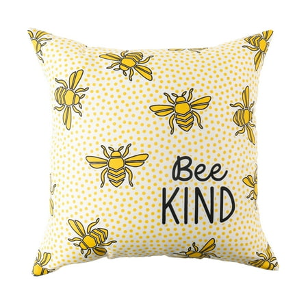 Mainstays Bee Kind Dots Reversible Outdoor Throw Pillow 16 Inch Multicolour Novelty