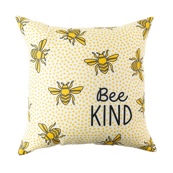 Mainstays Bee Kind Dots Reversible Outdoor Throw Pillow 16 Inch Multicolour Novelty