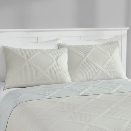 Mainstays Diamond Pinsonic Quilted Pillow Sham, Beige, King, 2 Pack, All Ages