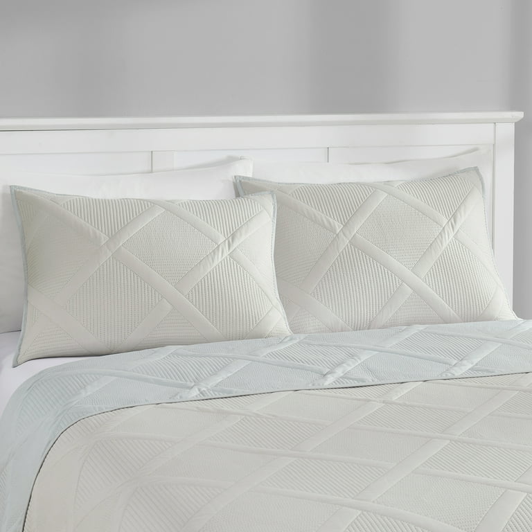 Mainstays Beige Diamond Pinsonic Reversible Soft Wash Microfiber Pillow Shams Standard 2 Count Walmart