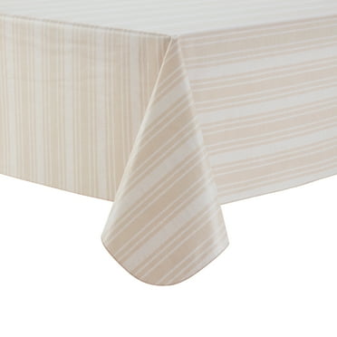 Mainstays Beige Striped PEVA Tablecloth 60" x 102" Rectangle