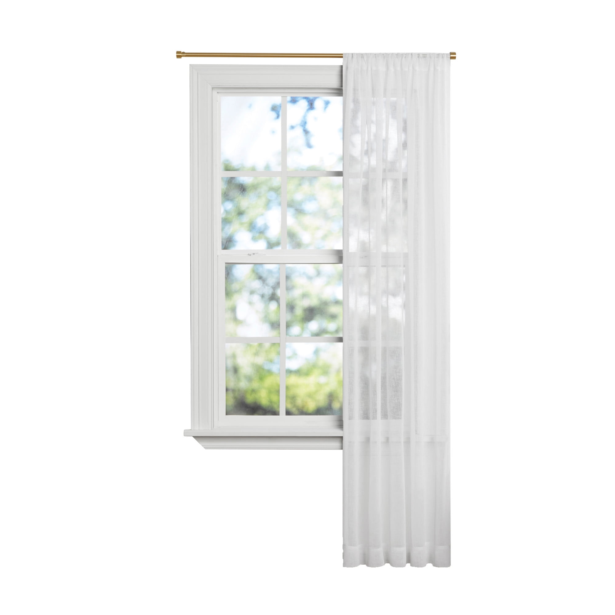 Mainstays Bel Air Indoor Curtain Single Panel, Pole Top, Arctic White, Polyester, 50"W x 84'L, Adult