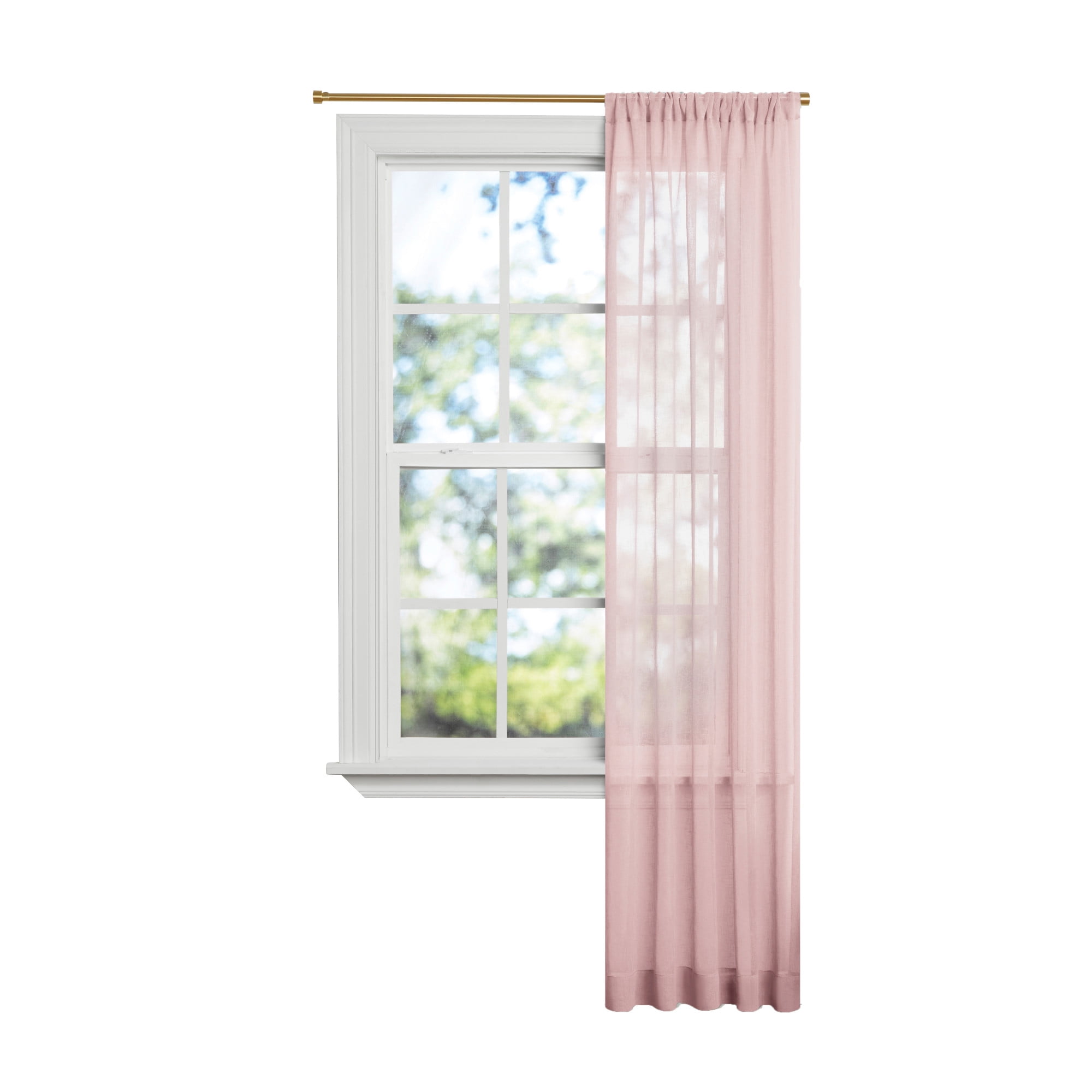 Mainstays Bel Air Indoor Curtain Single Panel, Pole Top, Ballet Slipper, Pink, Blush, Polyester, 50"W x 84'L, Adult