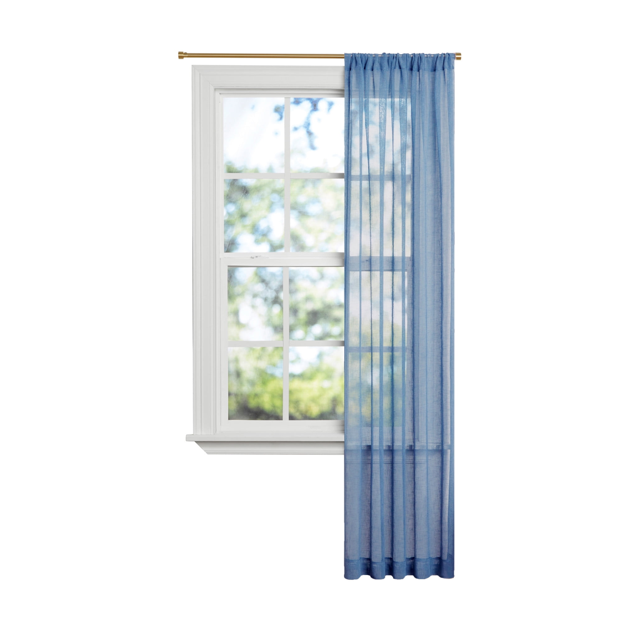 Mainstays Bel Air Indoor Curtain Single Panel, Pole Top, Blue Moonlight, Polyester, 50"W x 84'L, Adult