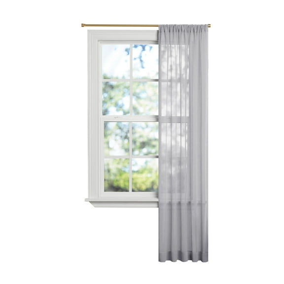 Mainstays Bel Air Indoor Curtain Single Panel, Pole Top, Soft Silver, Polyester, 50"W x 84'L, Adult
