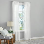 Mainstays Bel Air Polyester Sheer Rod Pocket Single Curtain Panel, White, 50"x84"