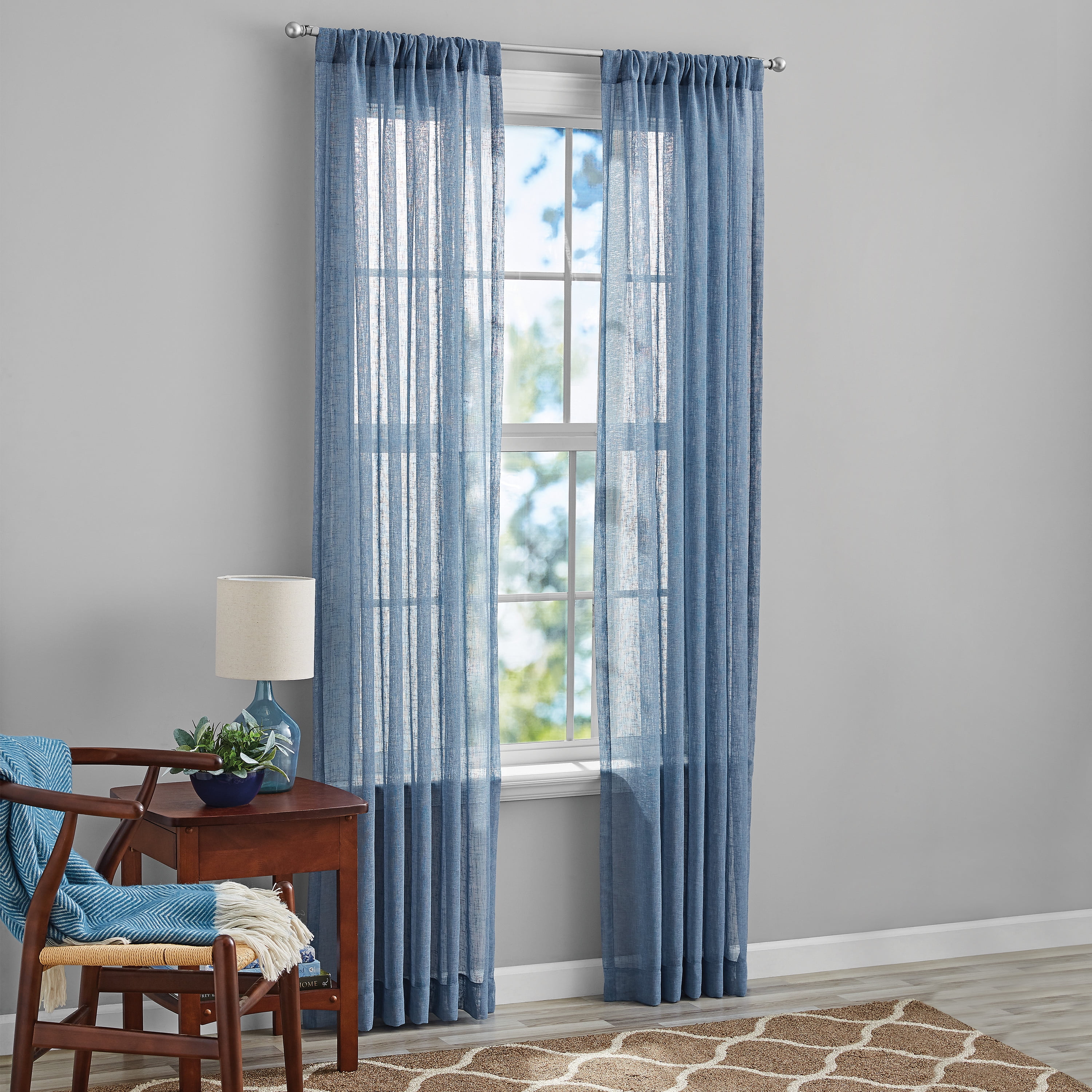 Mainstays Slate Blue Floral Indoor Area Rug 4 11 x 6 6