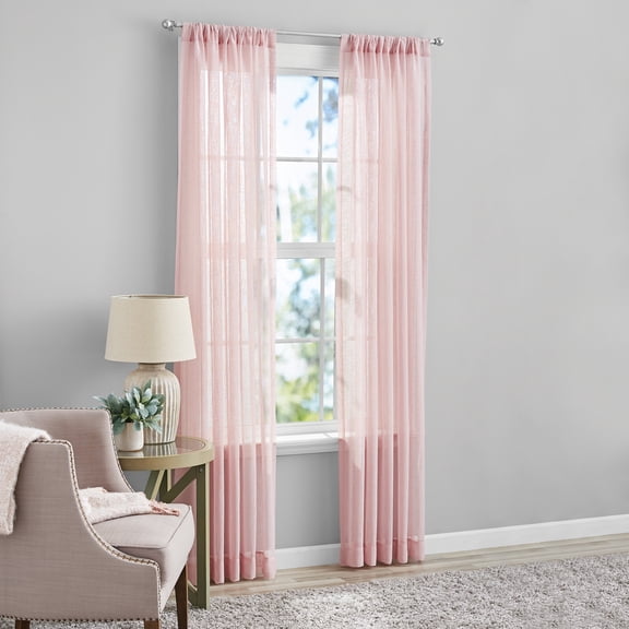 Mainstays Bel Air Sheer Wide Single Curtain Panel, Blush, 50" W x 95" L