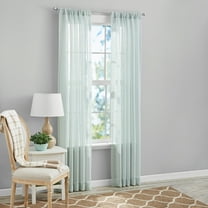 Mainstays Bel Air Sheer Wide Single Curtain Panel, Mint, 50" W x 95" L