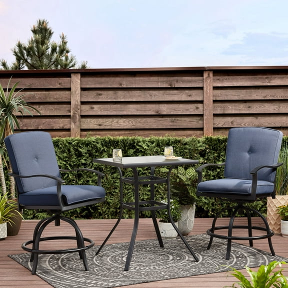 Mainstays Belden Park 3-Piece High Bistro Set - Blue