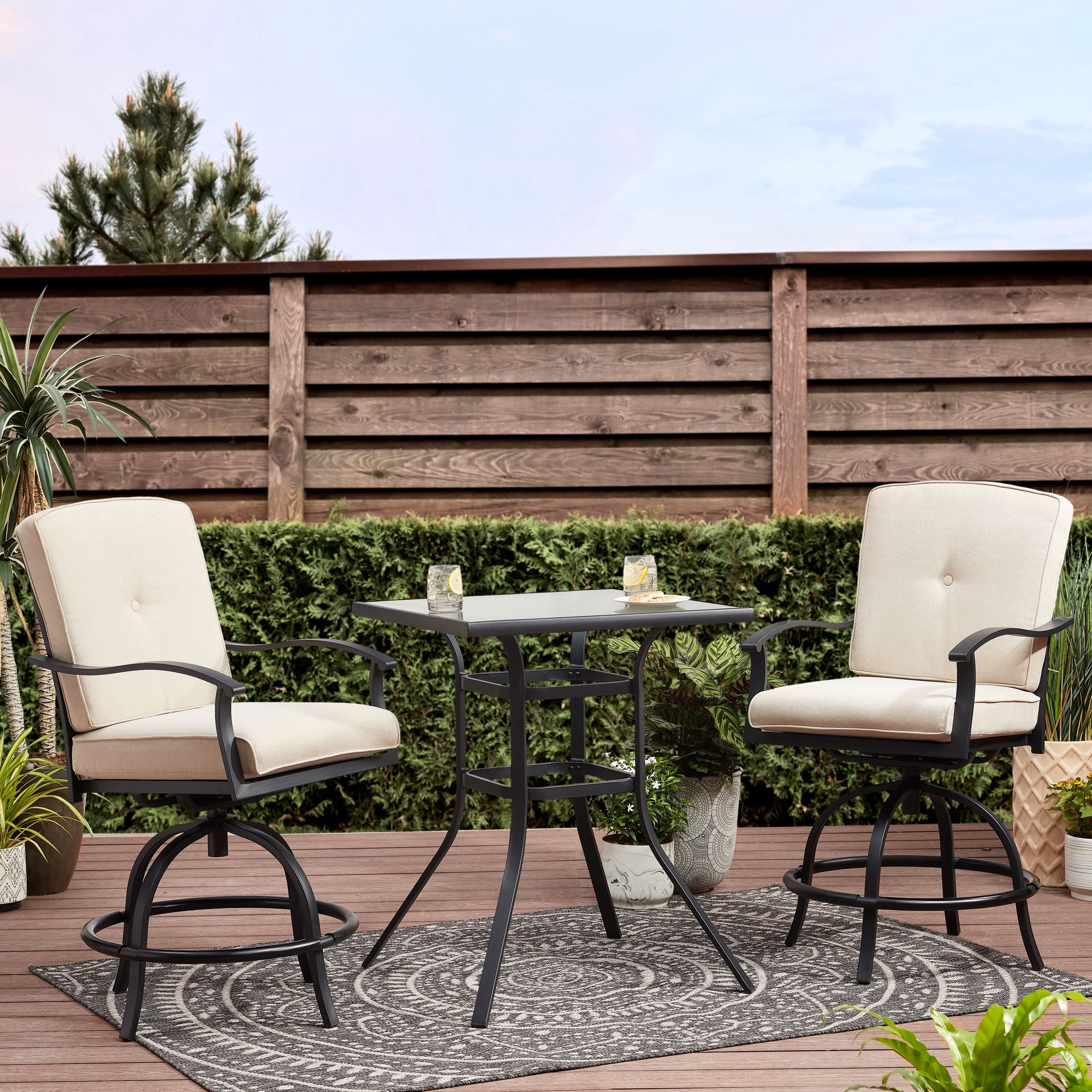 Mainstays Belden Park 3 Piece High Bistro Set Blue Walmart