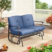 Mainstays Belden Park Cushion Steel Outdoor Glider Bench - Navy Blue/Black