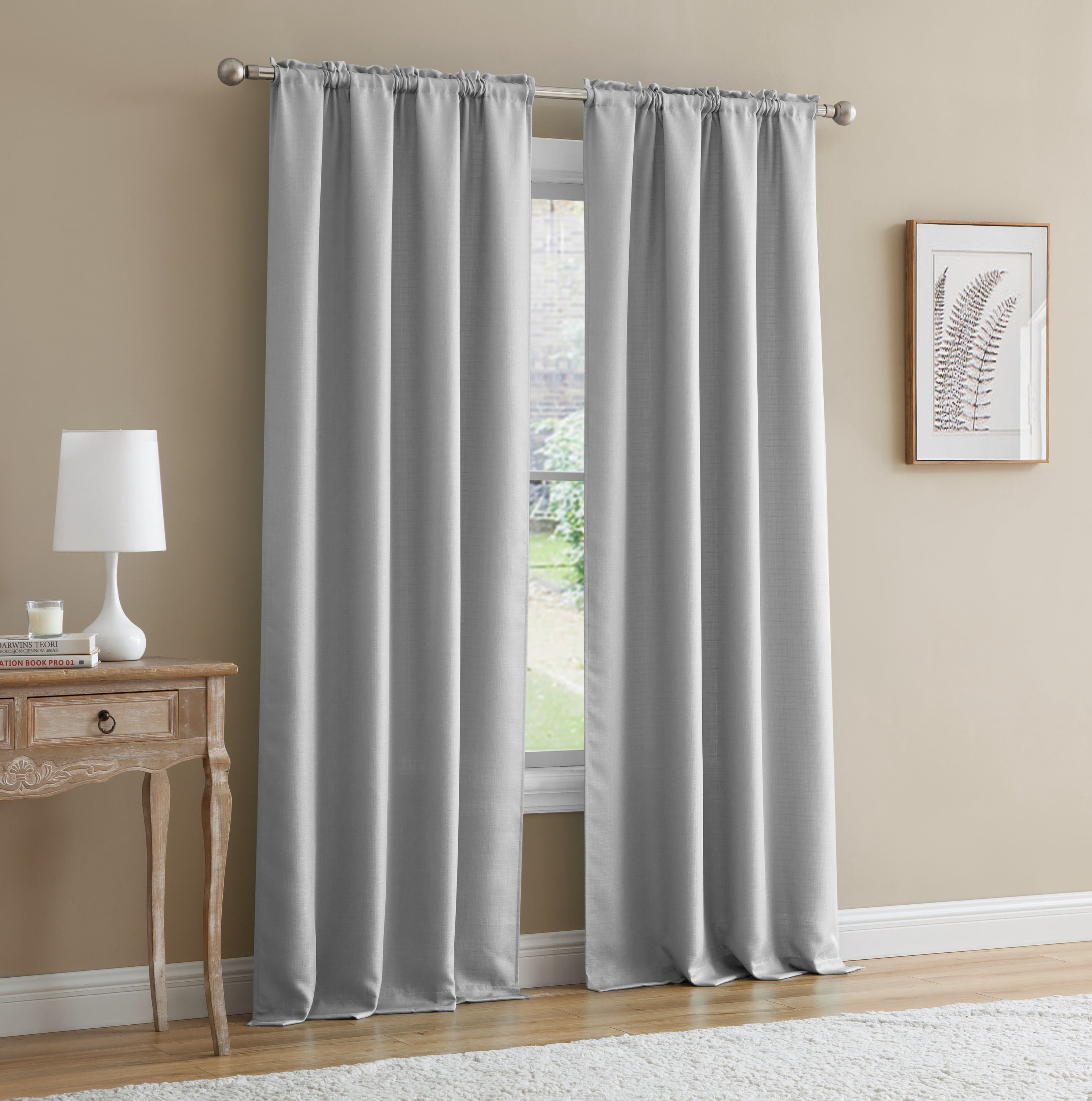 Mainstays Bennett Textured Panel Pair - Soft Silver - 40" x 84" Each - Set of (2)