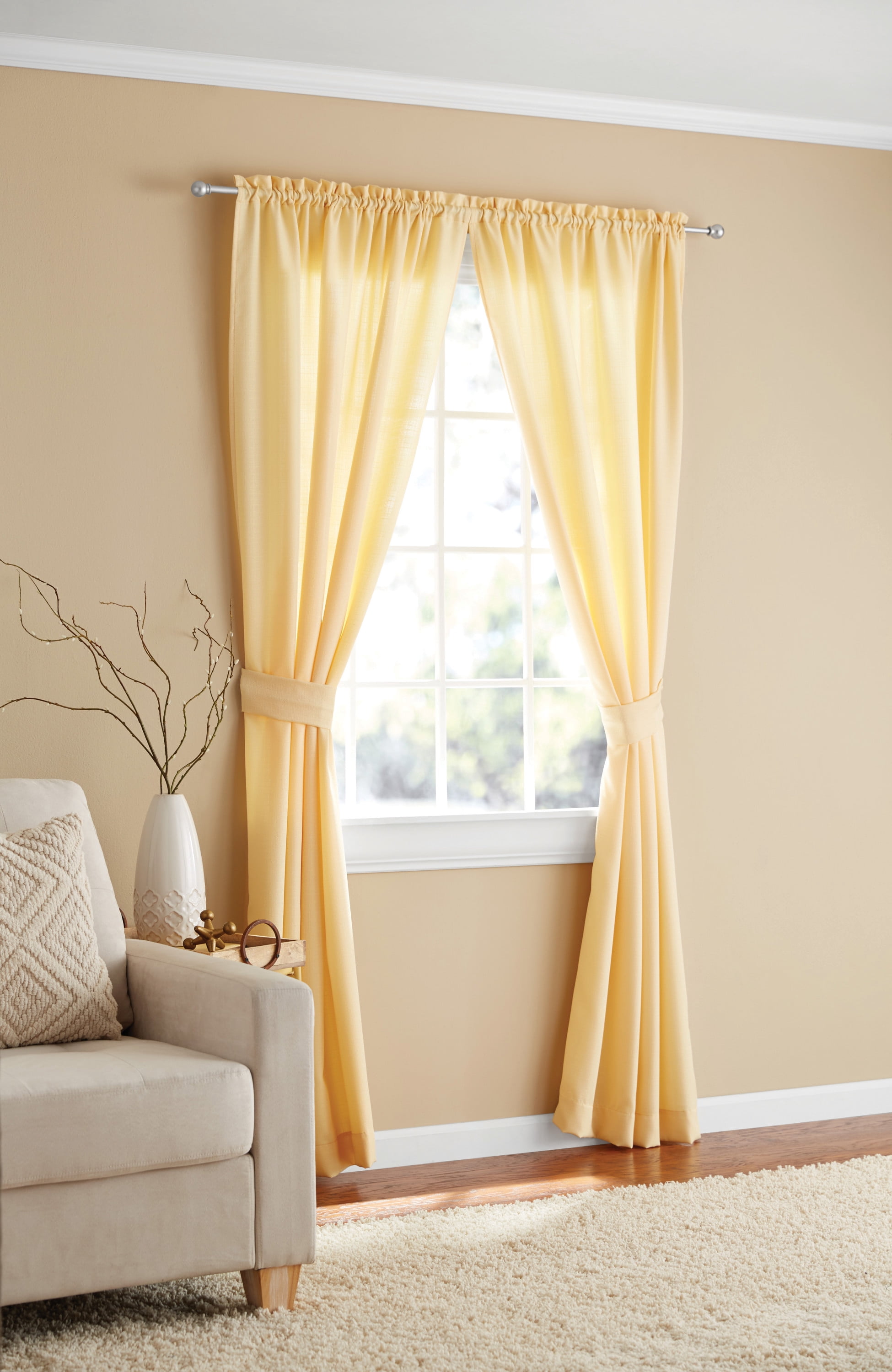 Mainstays Bennett Textured Panel Pair - Yellow - 40" x 84" Each - Set of (2)