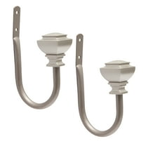 Mainstays Benton Square End Decorative Curtain Holdback Set, Brushed Nickel, Set of 2