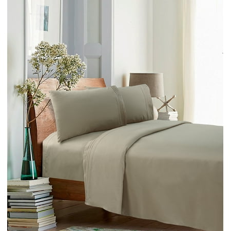 Mainstays Better Homes & Gardens Luxury Microfiber Adult Bed Sheet Set, Brownstone, Twin, 3 Pieces