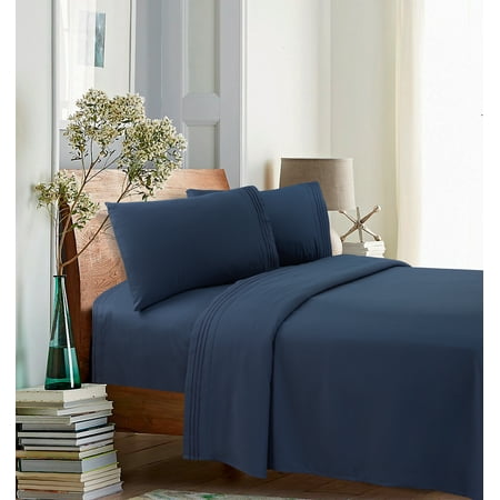 Mainstays Better Homes & Gardens Luxury Microfiber Adult Bed Sheet Set, Washed Indigo, Twin, 3 Pieces