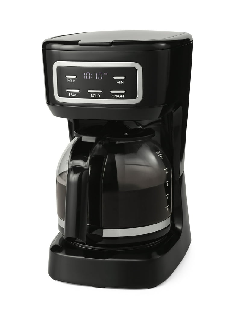 Mainstays Black 12-Cup Programmable Coffee Maker, 1.8 Liter