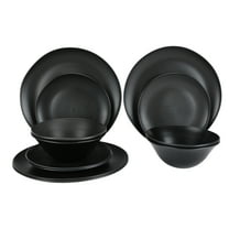 Mainstays - Black 12-Piece Eco-Friendly Recycled Plastic Dinnerware Set