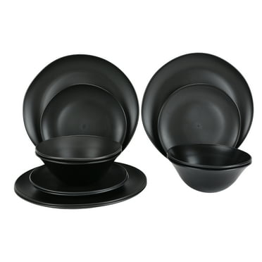 Mainstays - Black 12-Piece Eco-Friendly Recycled Plastic Dinnerware Set
