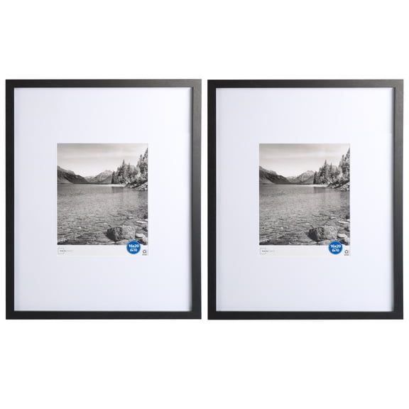 Mainstays Black 2-Piece Gallery Wall Picture Frame Set, Matted Wall Photo Frame, Fits 8 x 10 Photos