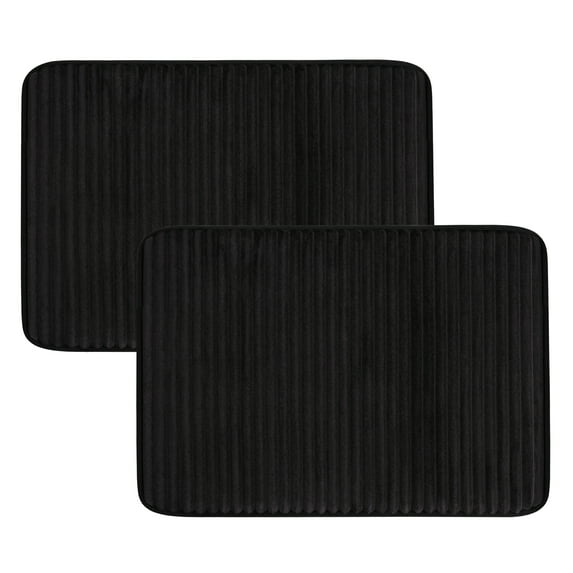 Mainstays Black 2-Piece Performance Foam 17"x 24" Bath Rug Set
