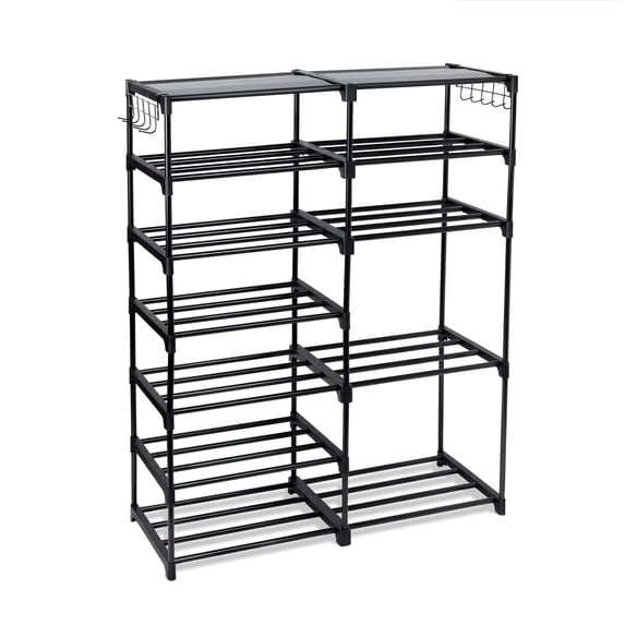 Mainstays Black 7-Tier Shoe Rack with Modern Space-Saving Design
