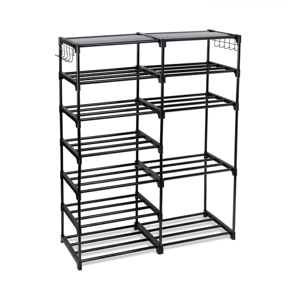 Mainstays Black 7-Tier Shoe Rack with Modern Space-Saving Design