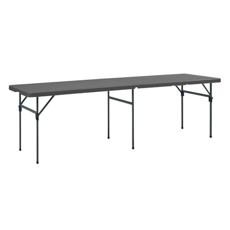 Mainstays Black 8 Foot Easy Fold Folding Plastic Table, Heavy Duty, Indoor Outdoor, Scratch Resistant, Stain & UV Damage
