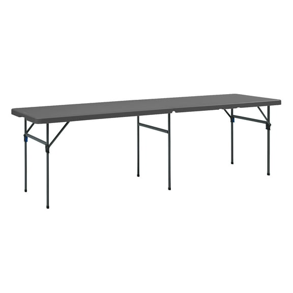 Mainstays Black 8 Foot Easy Fold Folding Plastic Table, Heavy Duty, Indoor Outdoor, Scratch Resistant, Stain & UV Damage