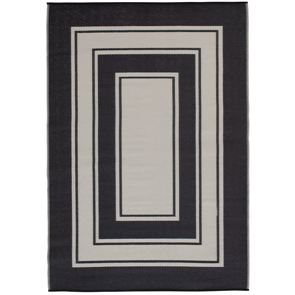 Mainstays Black Border 100% Olefin Reversible Outdoor Rug, 5 ft x 7 ft