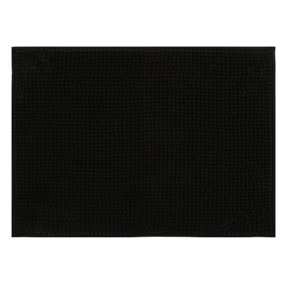 Mainstays Black Chenille Noodle Bath Rug 17"x24", One Piece