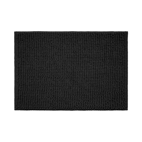 Mainstays Basic Polyester Chenille Noodle Bath Rug, Rich Black, 17"x24", One Piece
