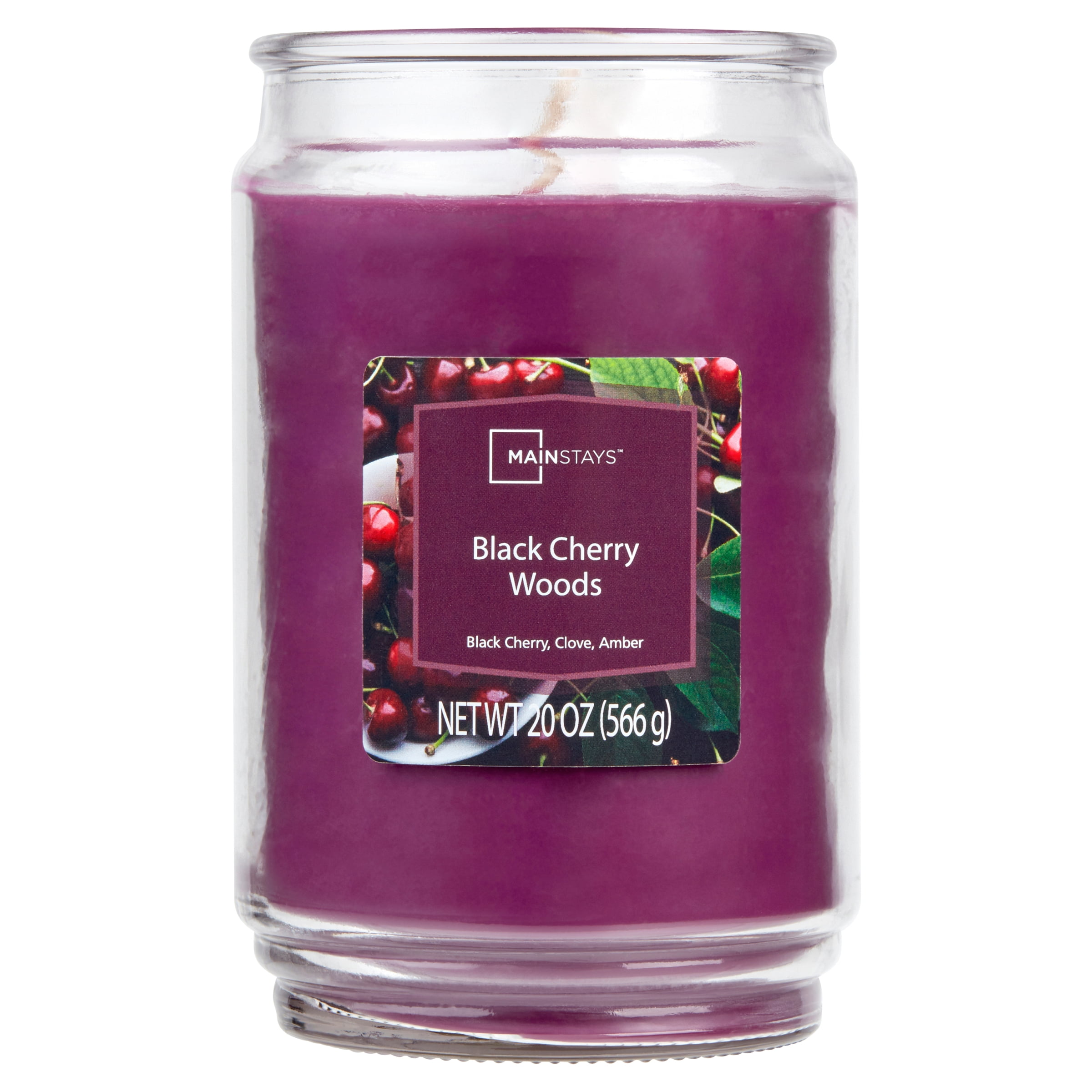 Mainstays Black Cherry Woods Scented Single Wick Candle, 20 oz.